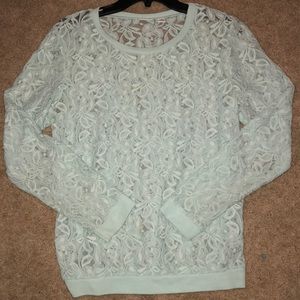 Teal all lace long sleeve shirt